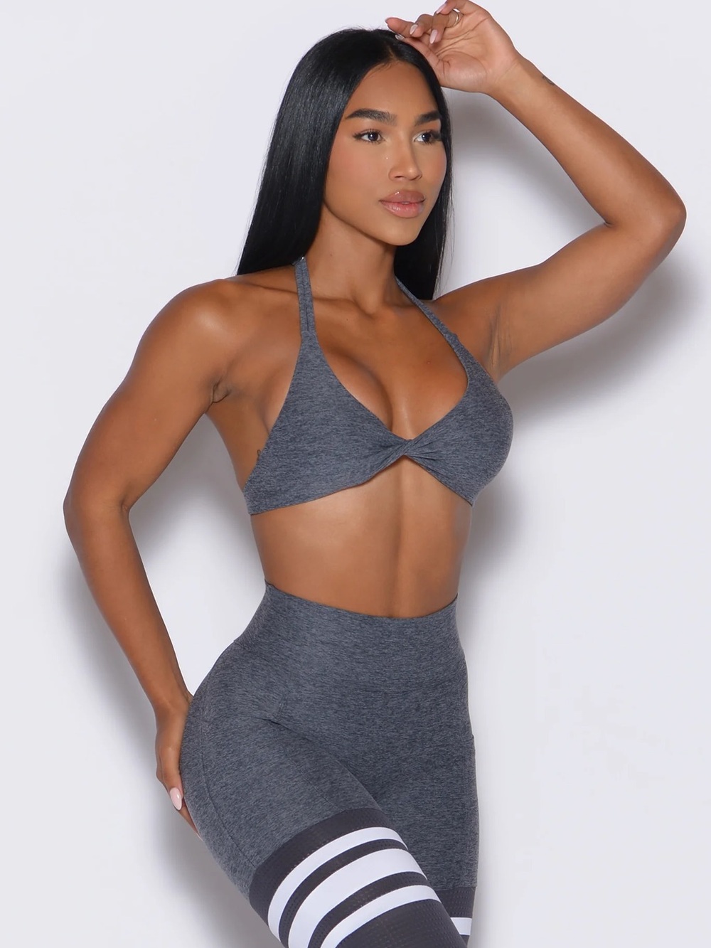 Bombshell sportswear Heather Gray Halter dragonfly bra Medium NWT - Picture 2 of 3